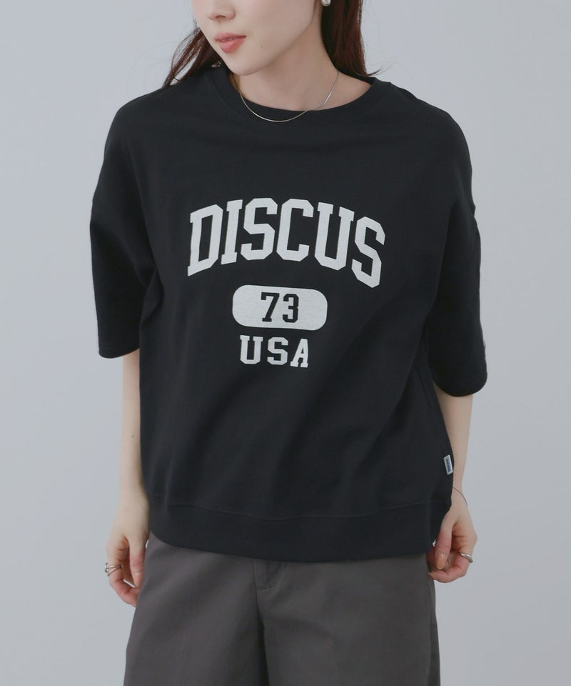 DISCUS カレッジ調ロゴプリント半袖Tシャツ レディース メール便 対応商品商品画像-3