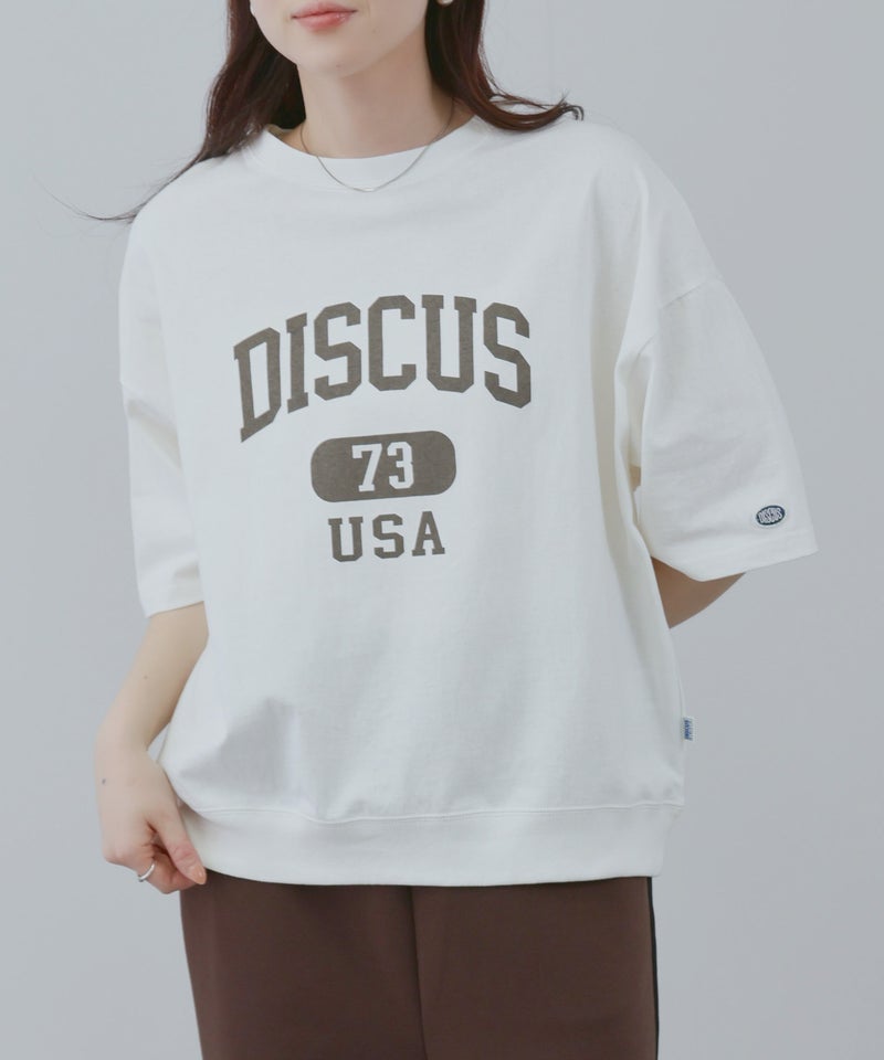 DISCUS  カレッジ調ロゴプリント半袖Tシャツ レディース メール便 対応商品商品画像-5