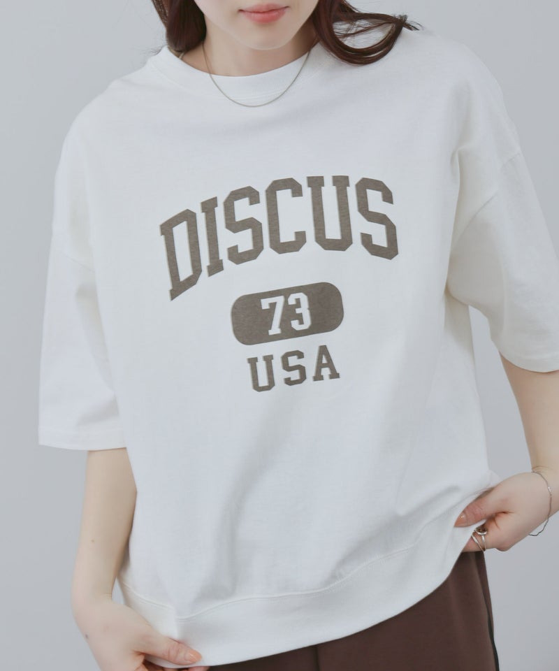 DISCUS  カレッジ調ロゴプリント半袖Tシャツ レディース メール便 対応商品商品画像-6