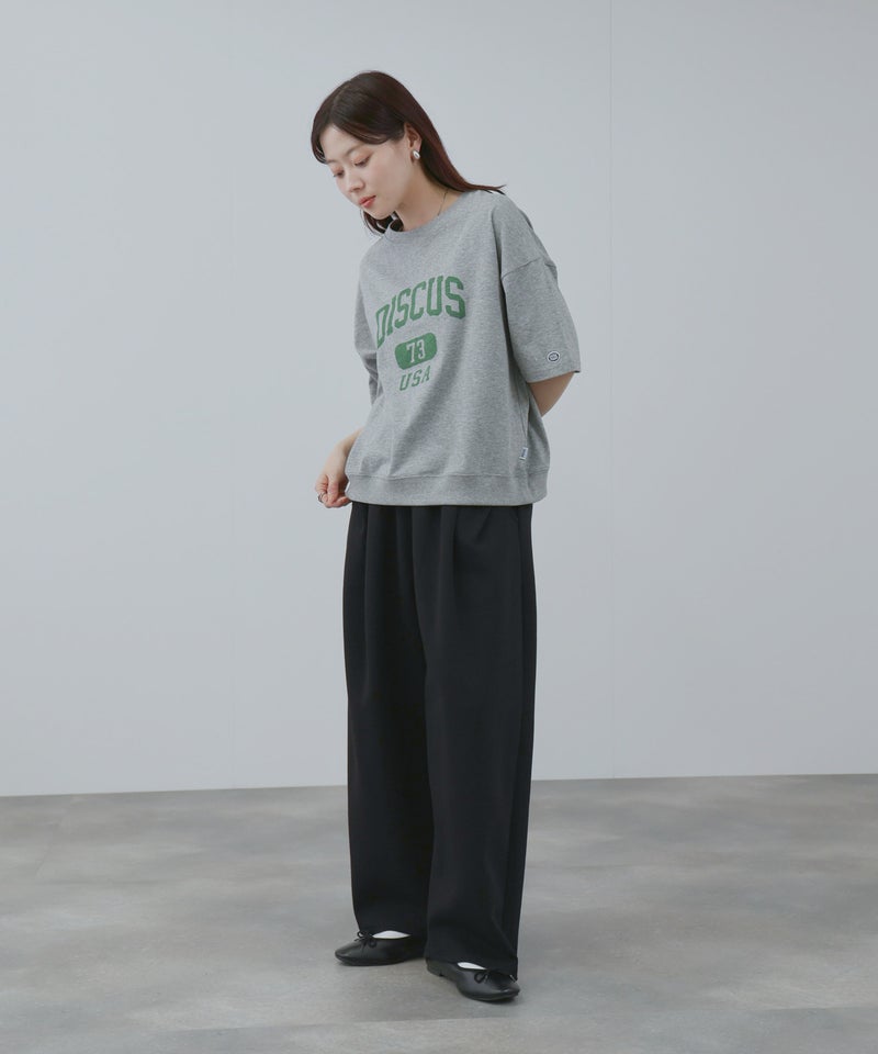 DISCUS カレッジ調ロゴプリント半袖Tシャツ レディース メール便 対応商品商品画像-11