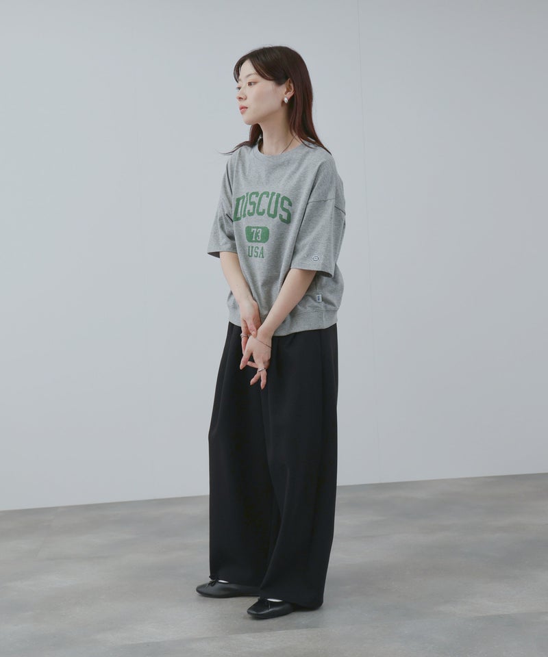 DISCUS カレッジ調ロゴプリント半袖Tシャツ レディース メール便 対応商品商品画像-12