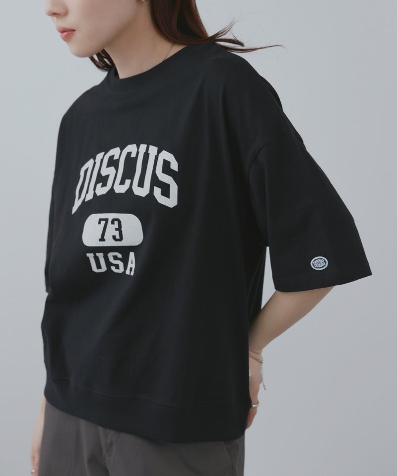 DISCUS カレッジ調ロゴプリント半袖Tシャツ レディース メール便 対応商品商品画像-14