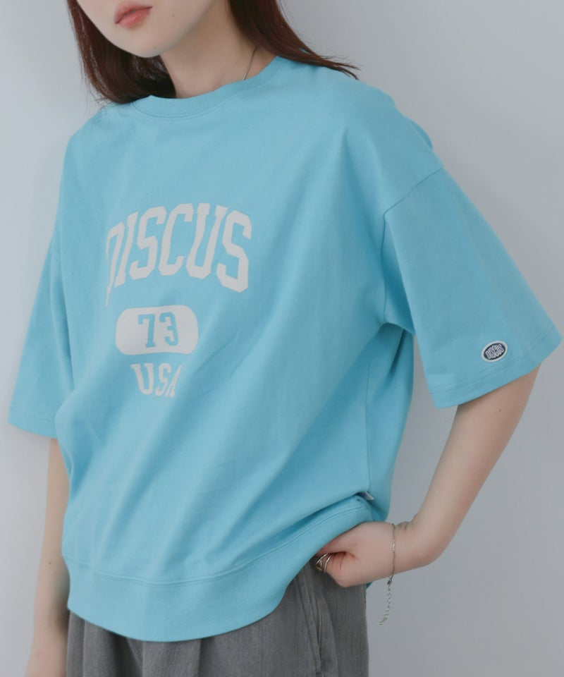 DISCUS カレッジ調ロゴプリント半袖Tシャツ レディース メール便 対応商品商品画像-17