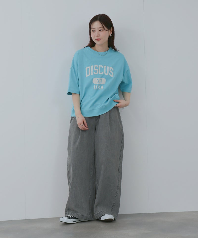 DISCUS カレッジ調ロゴプリント半袖Tシャツ レディース メール便 対応商品商品画像-19