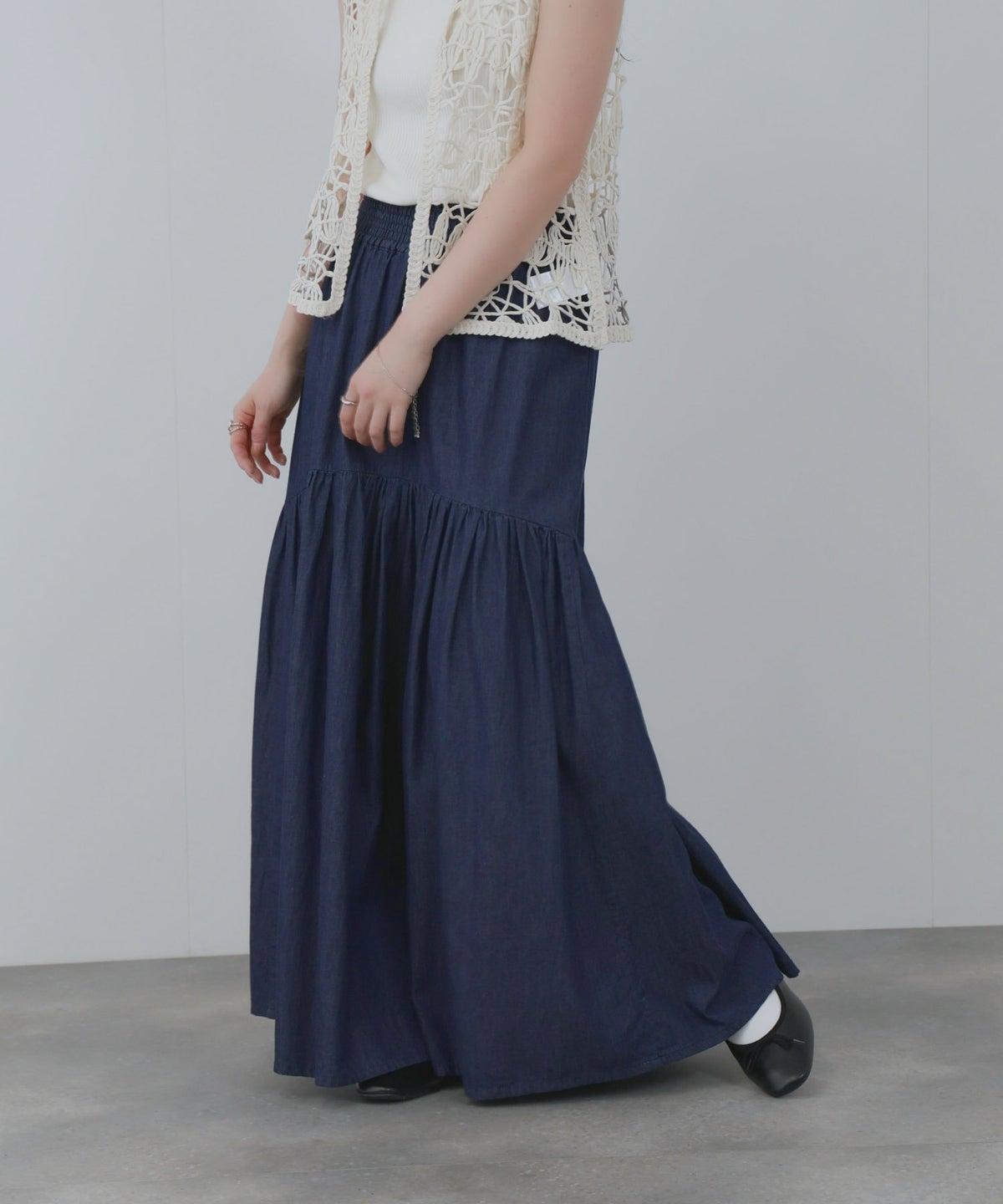 NAVY デニムティアードスカート レディース