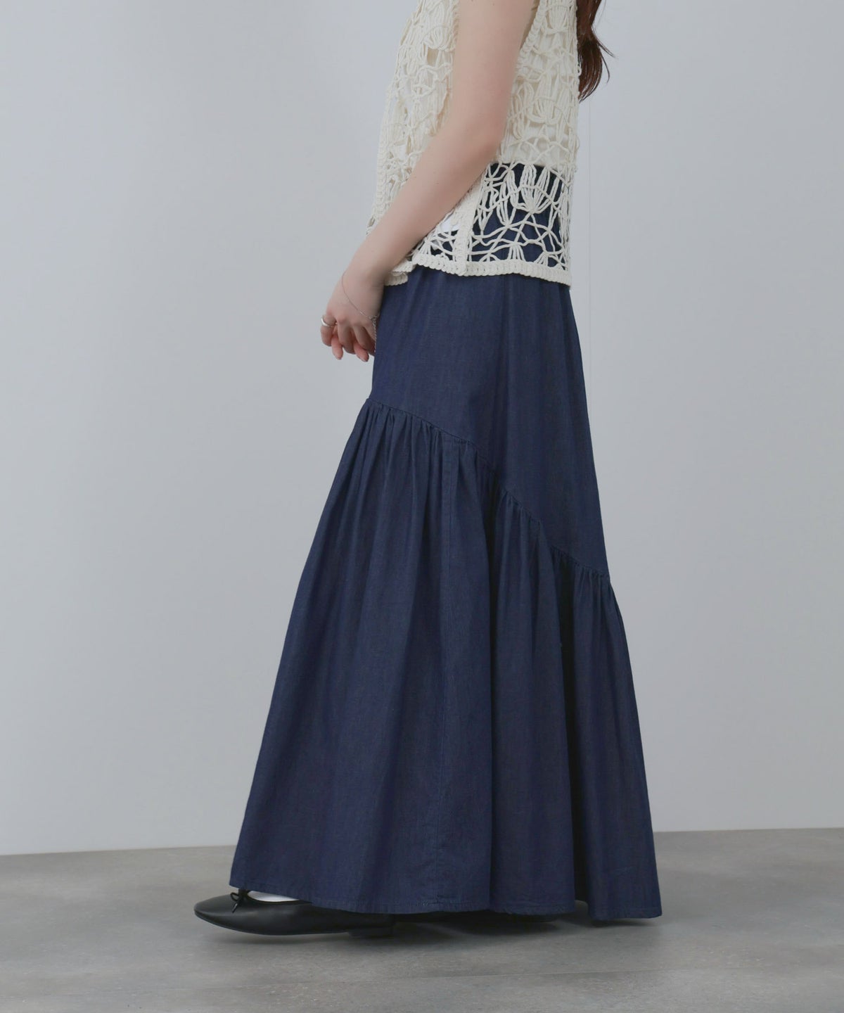 NAVY デニムティアードスカート レディース