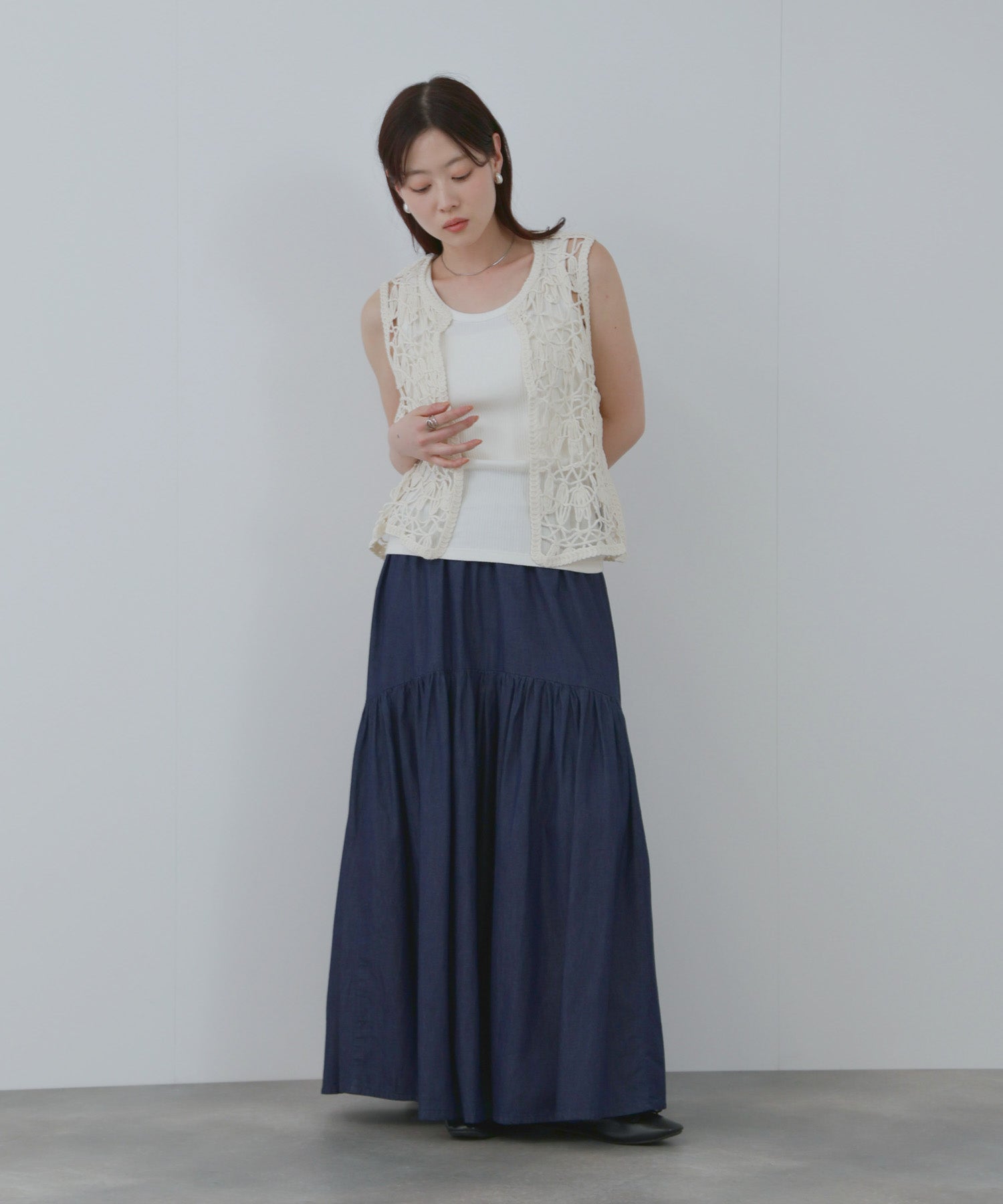 NAVY デニムティアードスカート レディース