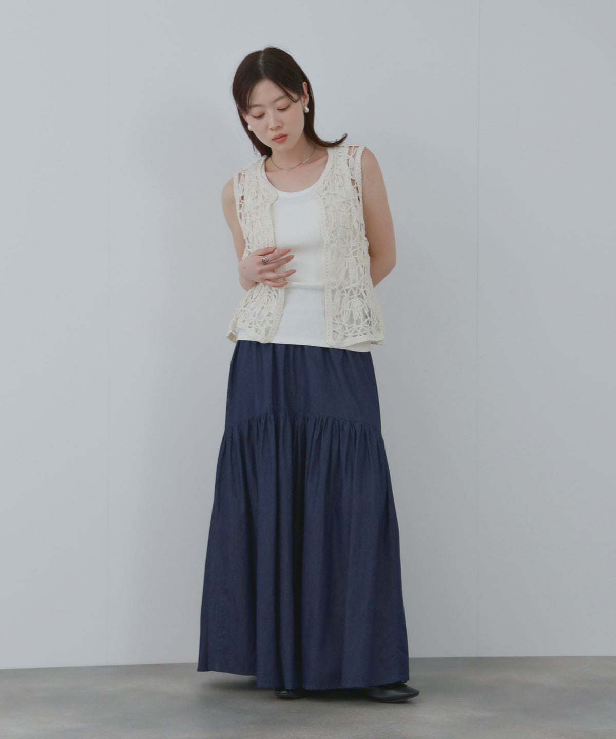 NAVY デニムティアードスカート レディース