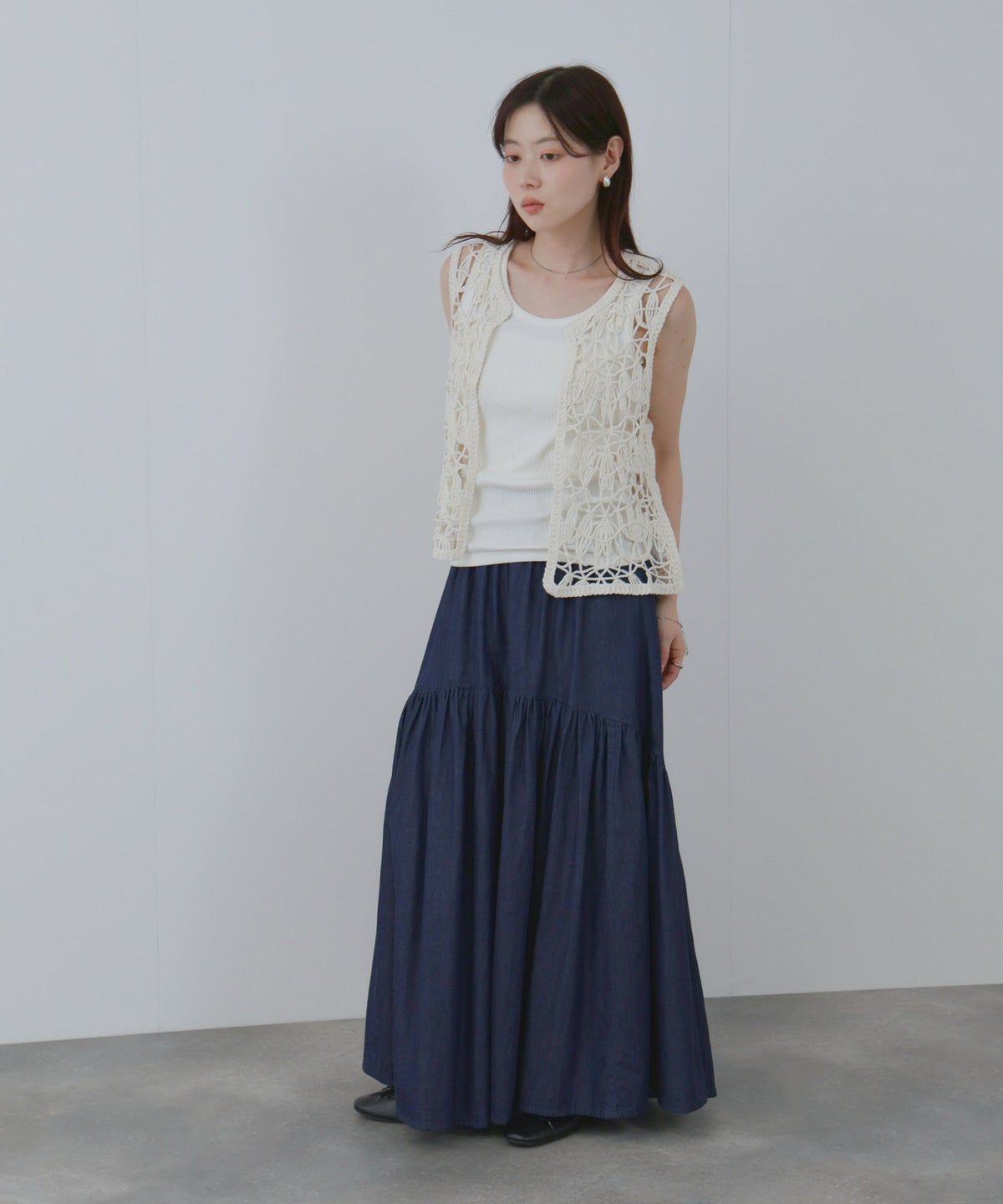 NAVY デニムティアードスカート レディース