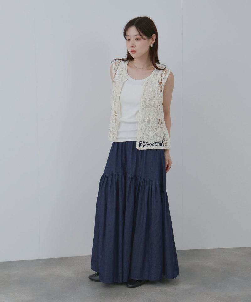 NAVY  デニムティアードスカート レディース商品画像-13