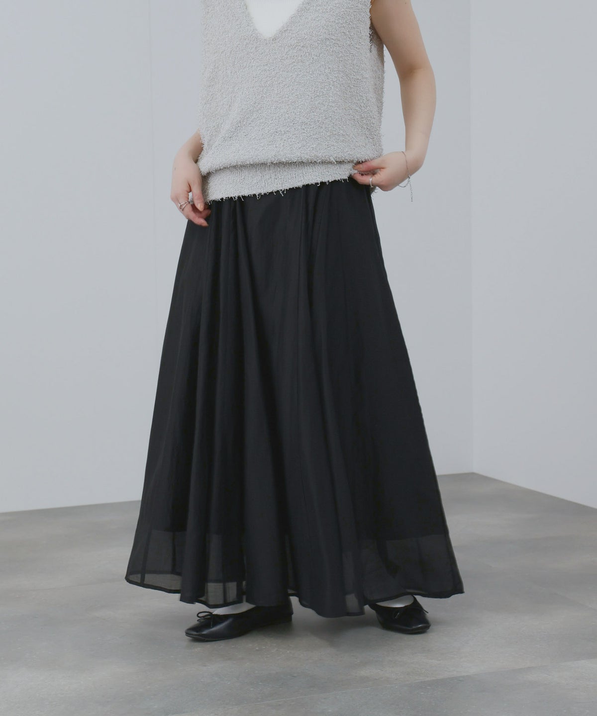 NAVY シアーフレアスカート レディース