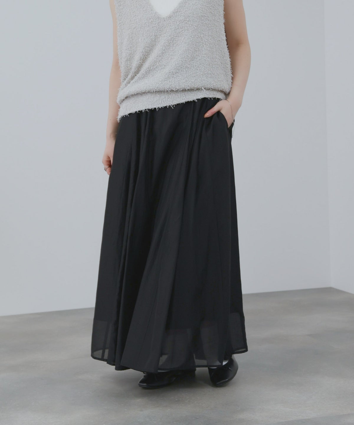 NAVY シアーフレアスカート レディース