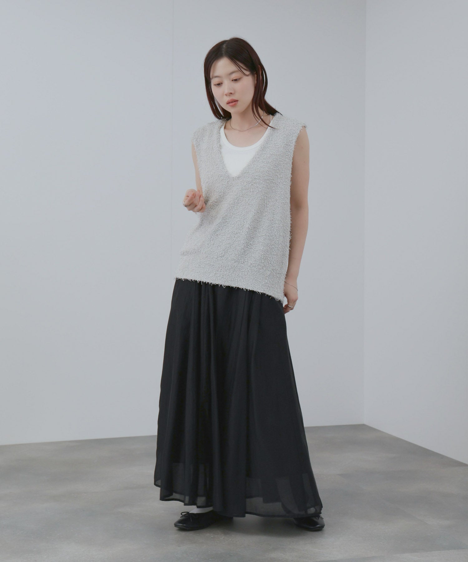 NAVY シアーフレアスカート レディース