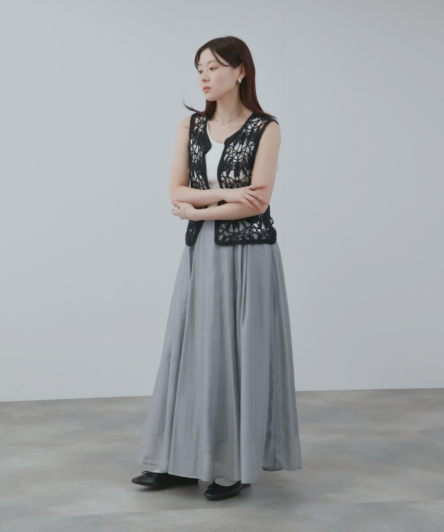 NAVY シアーフレアスカート レディース