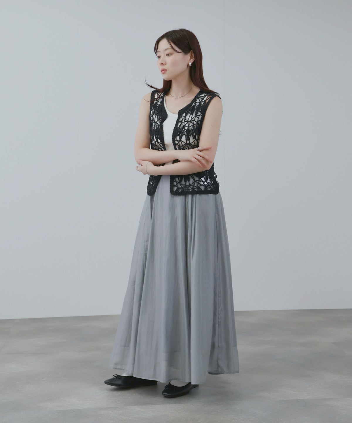 NAVY シアーフレアスカート レディース