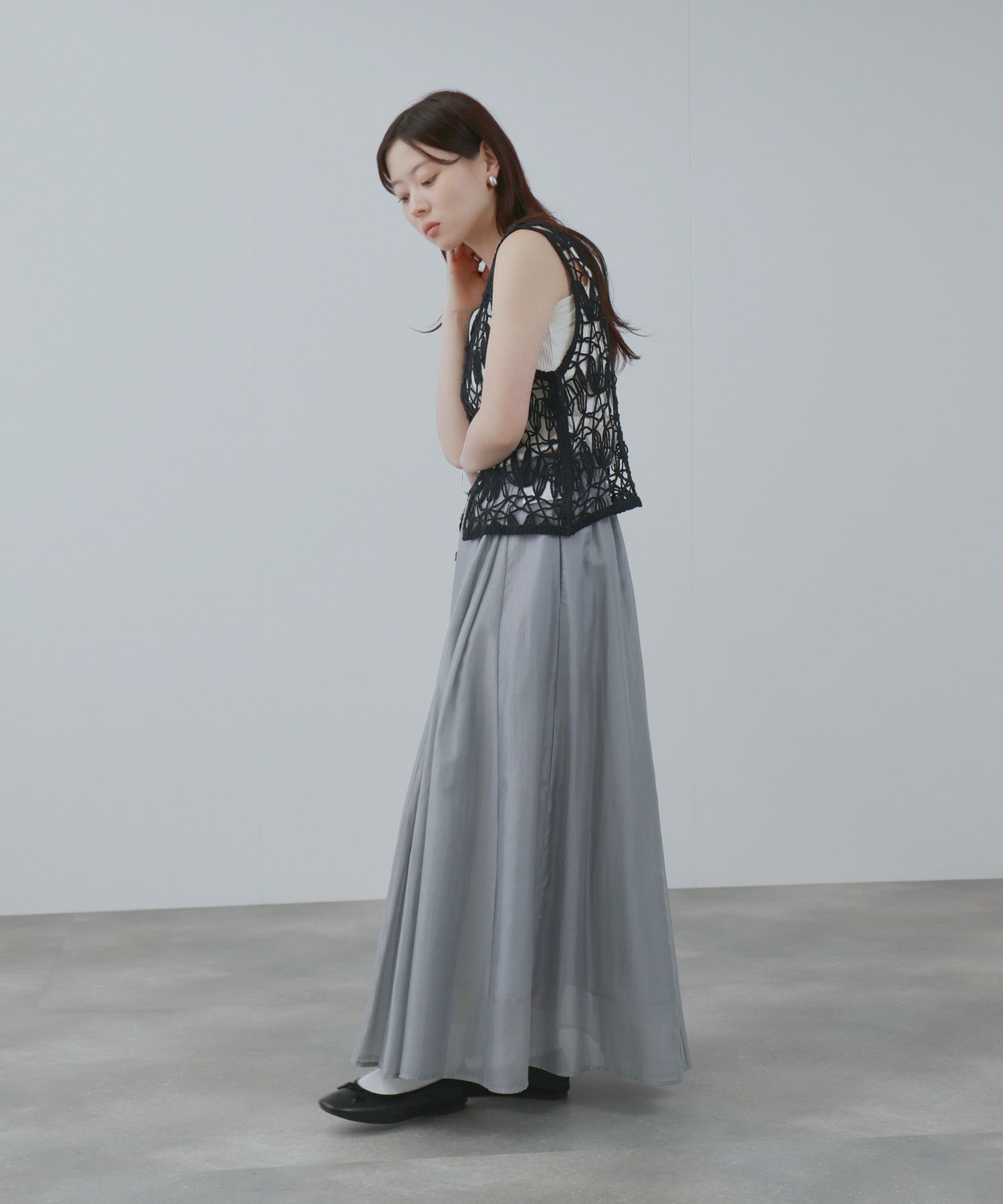 NAVY シアーフレアスカート レディース