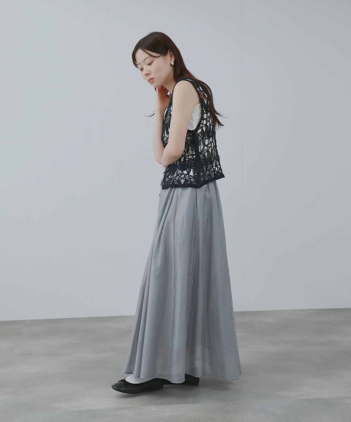 NAVY シアーフレアスカート レディース