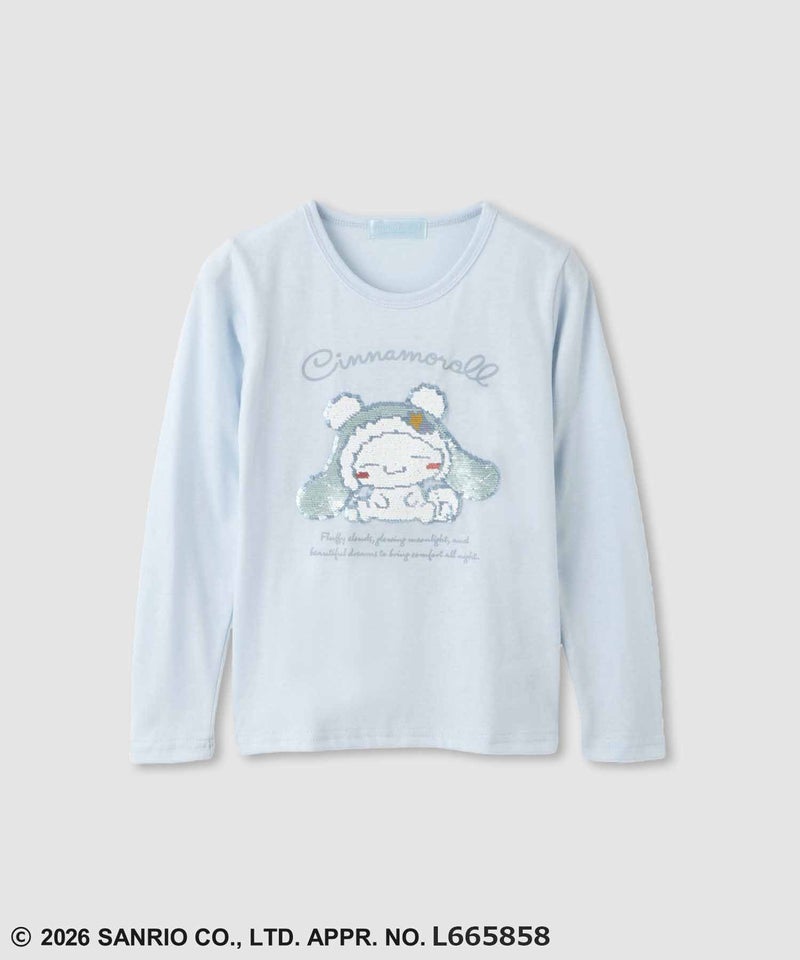 サンリオキャラクターズ シナモロール スパンコール長袖Tシャツ キッズ メール便 対応商品商品画像-1