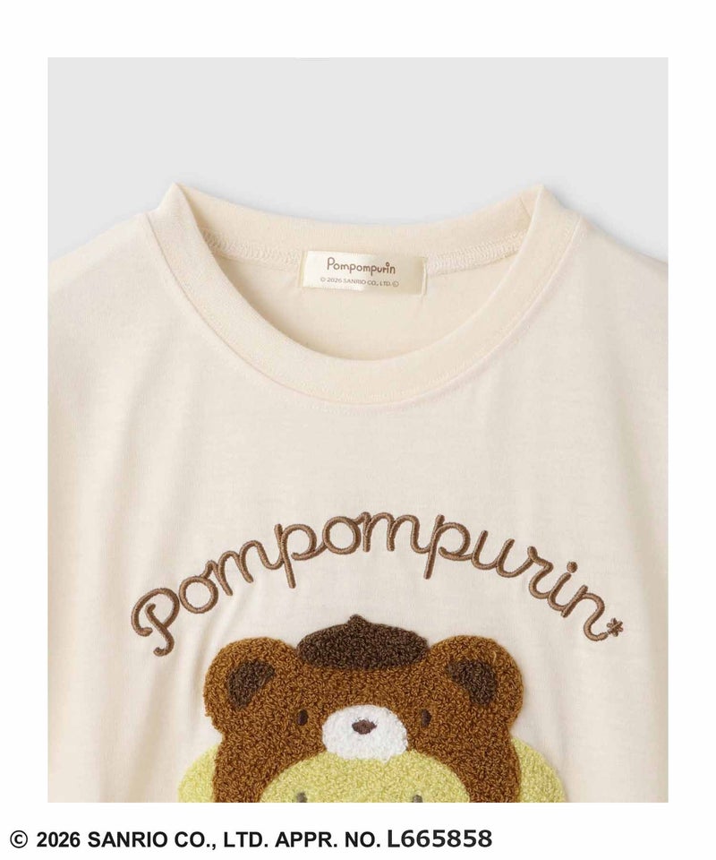 サンリオキャラクターズ ポムポムプリン サガラ刺繍Tシャツ キッズ メール便 対応商品商品画像-4