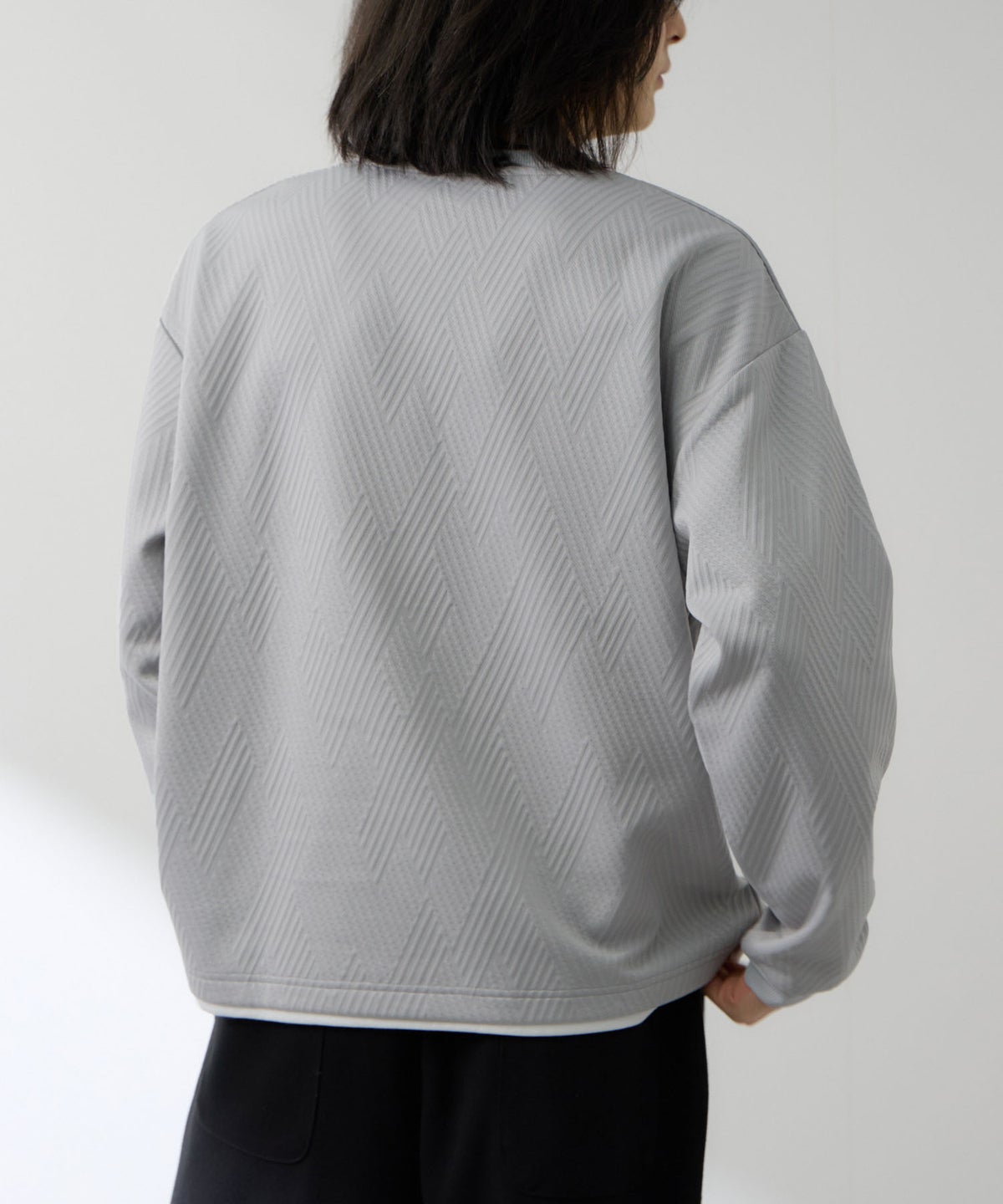 URBAN COLLECTION 膨れジャガード フェイククルーネック長袖Tシャツ メンズ