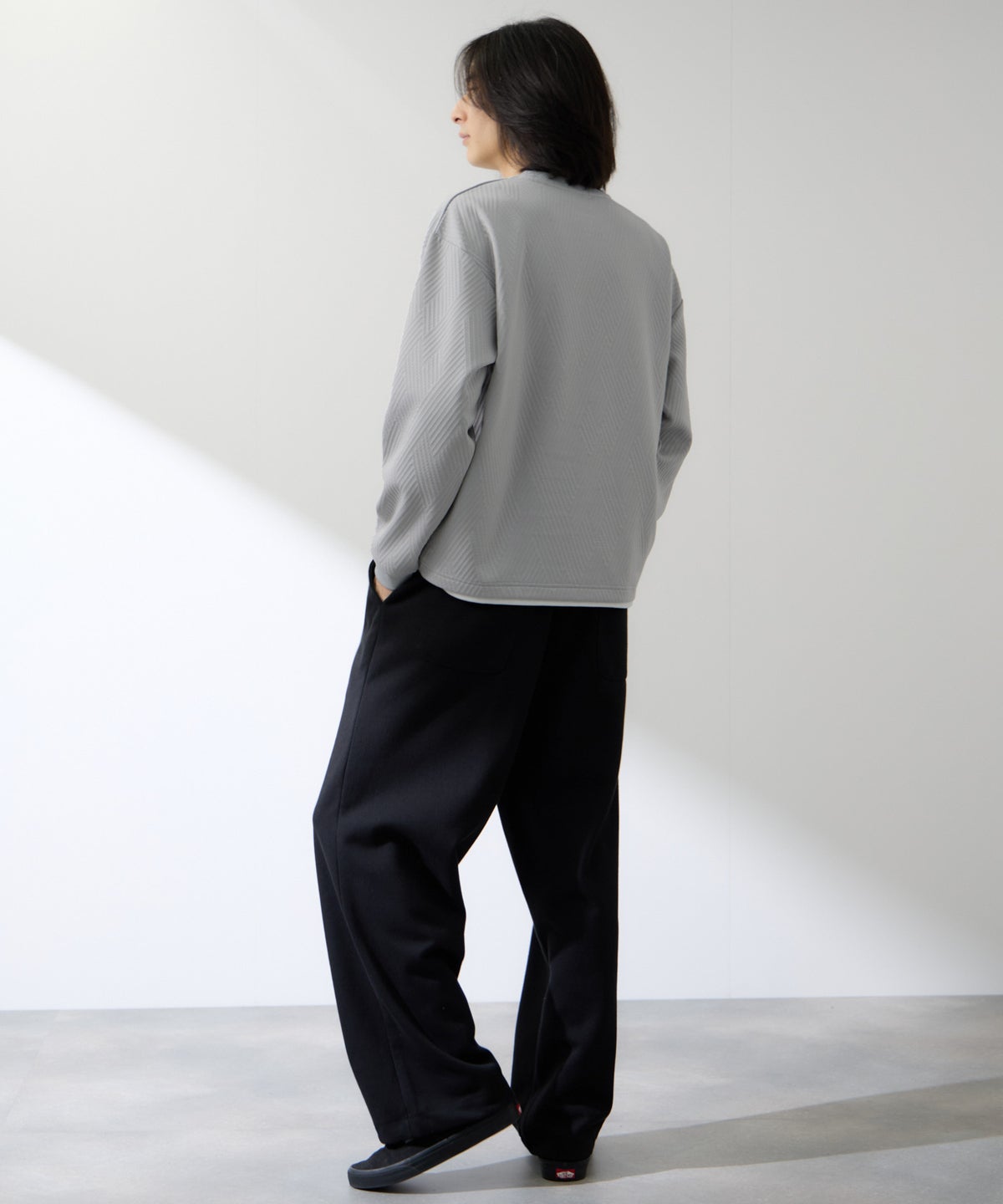 URBAN COLLECTION 膨れジャガード フェイククルーネック長袖Tシャツ メンズ