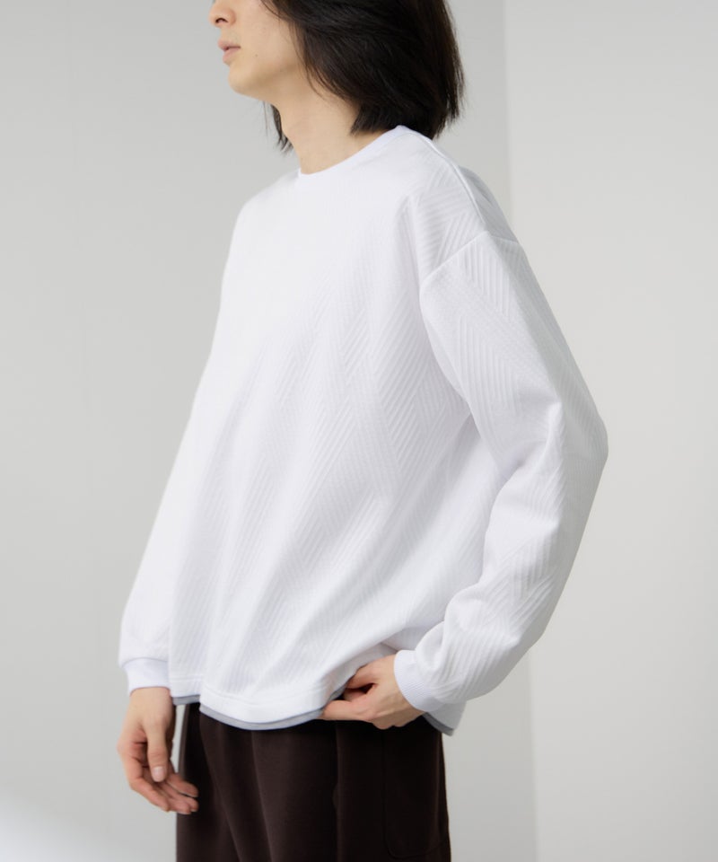 URBAN COLLECTION 膨れジャガード フェイククルーネック長袖Tシャツ メンズ商品画像-8