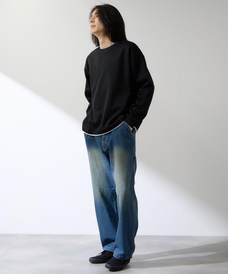 URBAN COLLECTION  膨れジャガード フェイククルーネック長袖Tシャツ メンズ商品画像-13