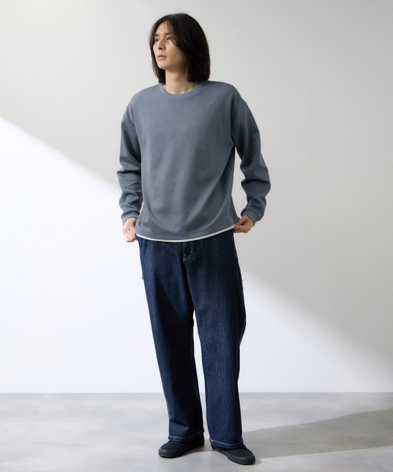 URBAN COLLECTION  膨れジャガード フェイククルーネック長袖Tシャツ メンズ商品画像-18