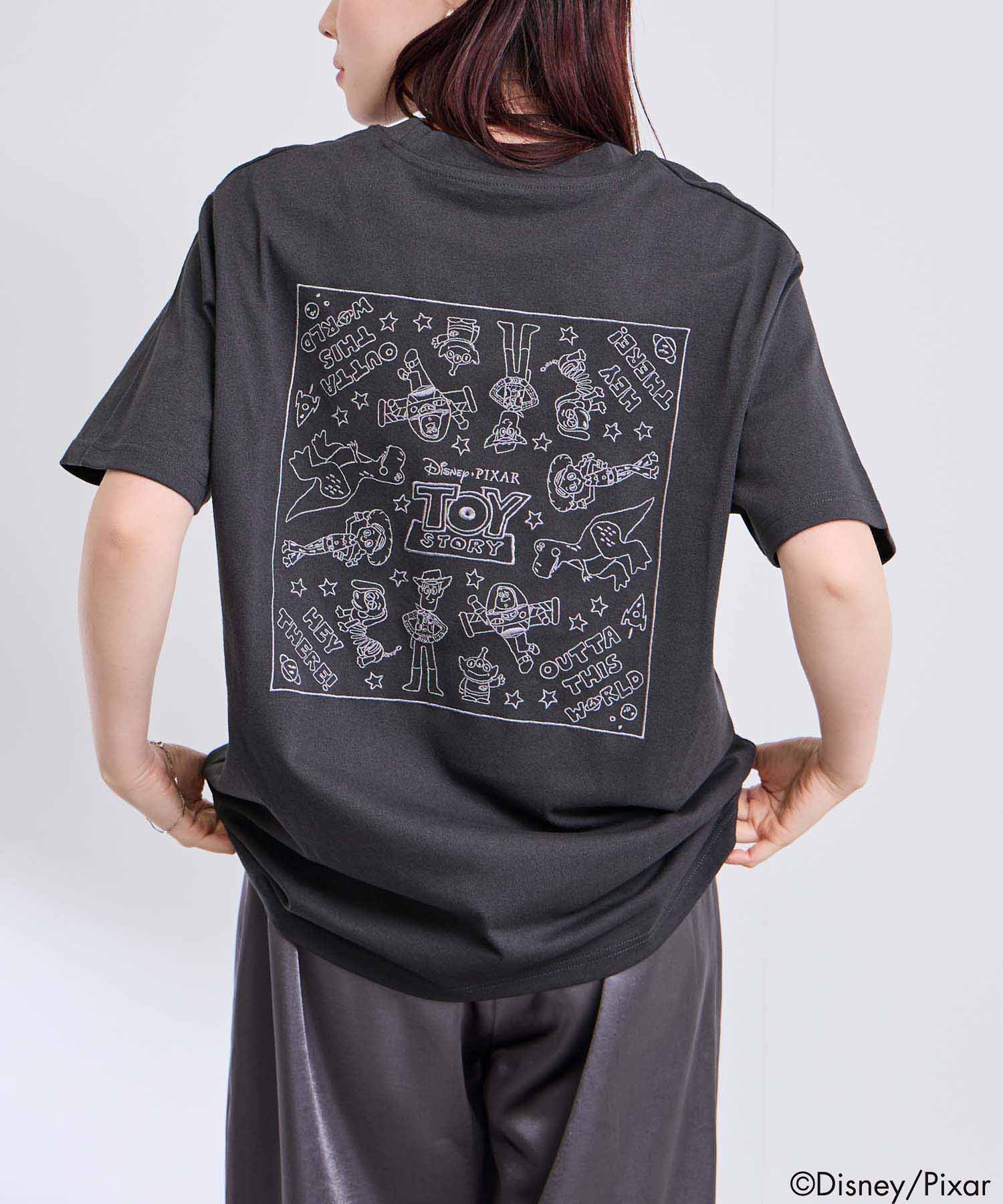 キャラクター線画バックデザイン半袖Tシャツ メンズ