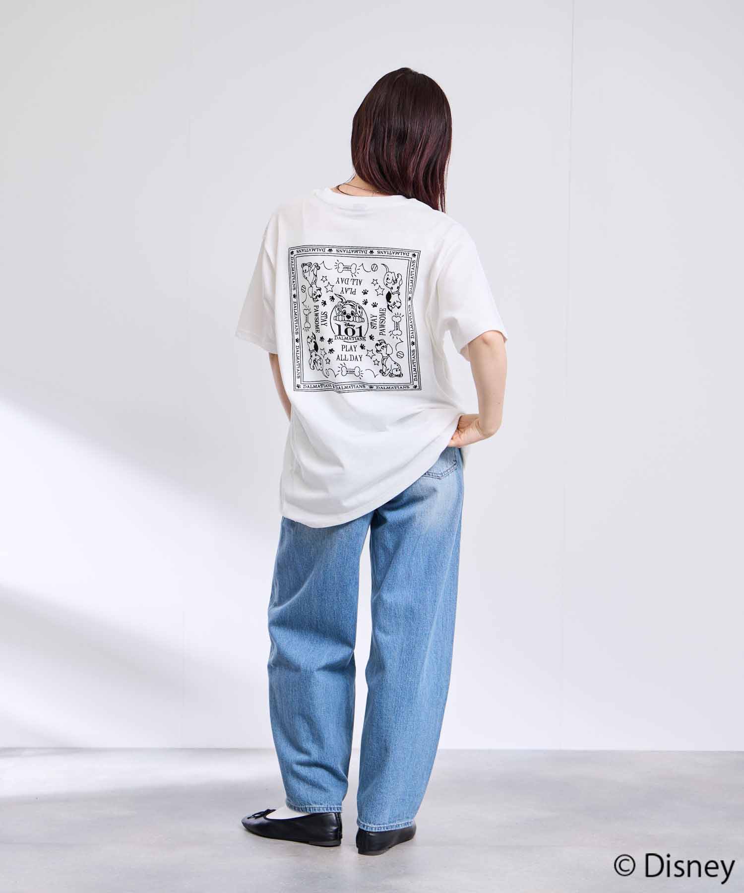 キャラクター線画バックデザイン半袖Tシャツ メンズ