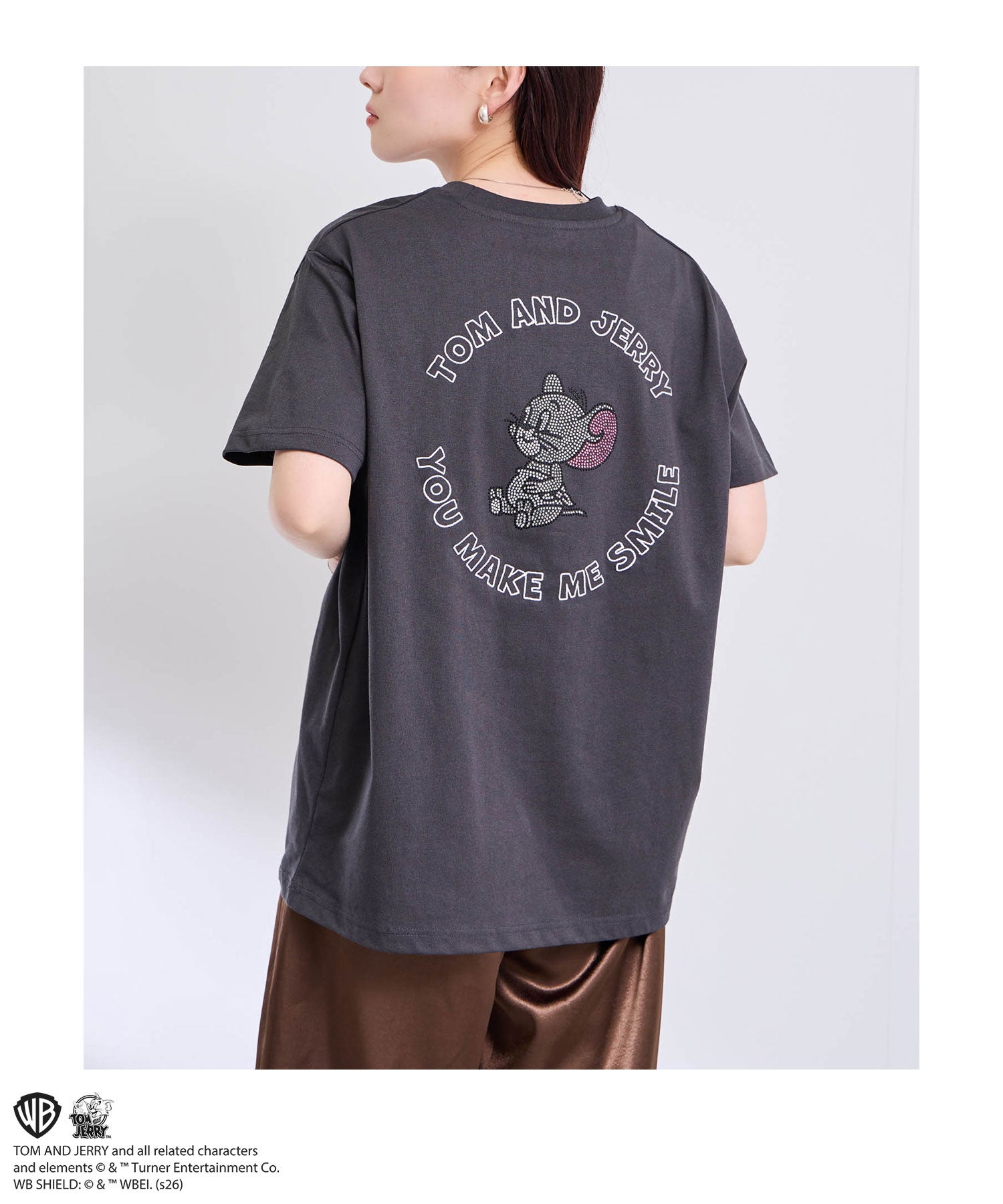 '23年商品★美品★FOXEY/トップス Tシャツ ラインストーンロゴ希少42 Tom and Jerry ラインストーンTシャツ メンズ