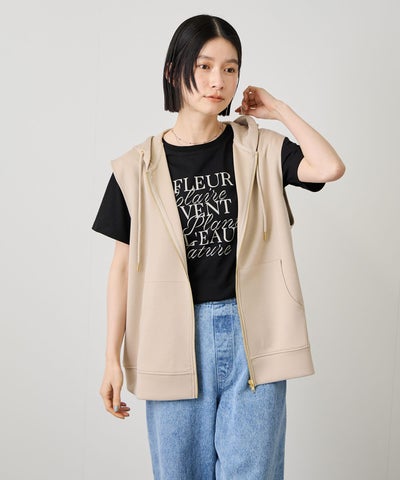 Idnes ダンボールニットフード付きベスト レディース