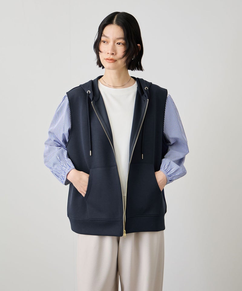 Idnes  ダンボールニットフード付きベスト レディース商品画像-3