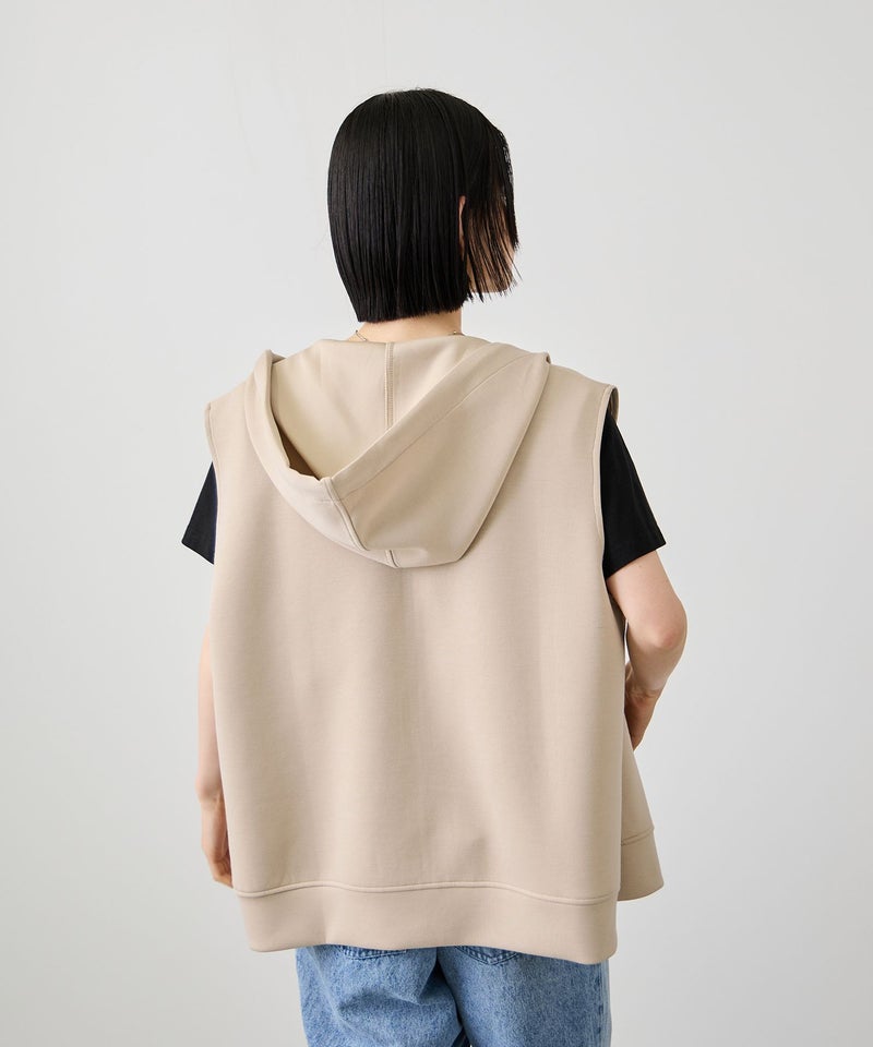 Idnes ダンボールニットフード付きベスト レディース商品画像-6