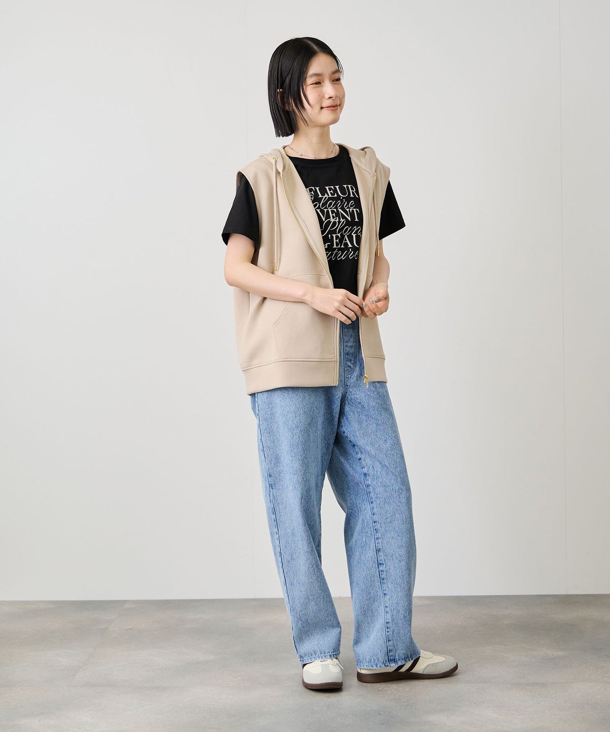 Idnes ダンボールニットフード付きベスト レディース