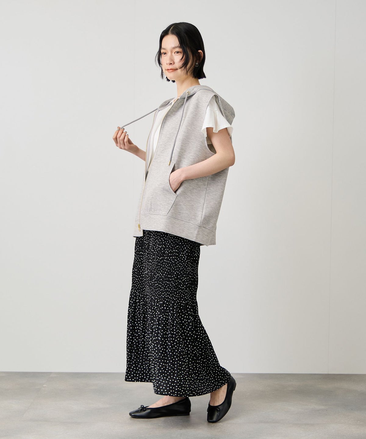 Idnes ダンボールニットフード付きベスト レディース