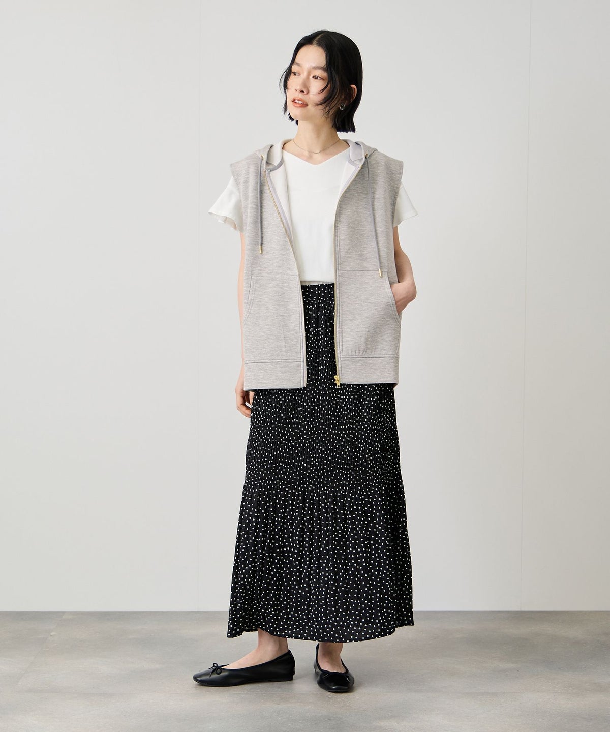 Idnes ダンボールニットフード付きベスト レディース