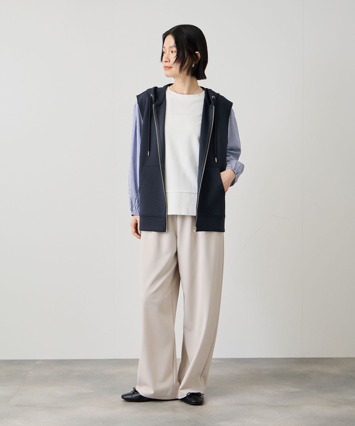 Idnes ダンボールニットフード付きベスト レディース