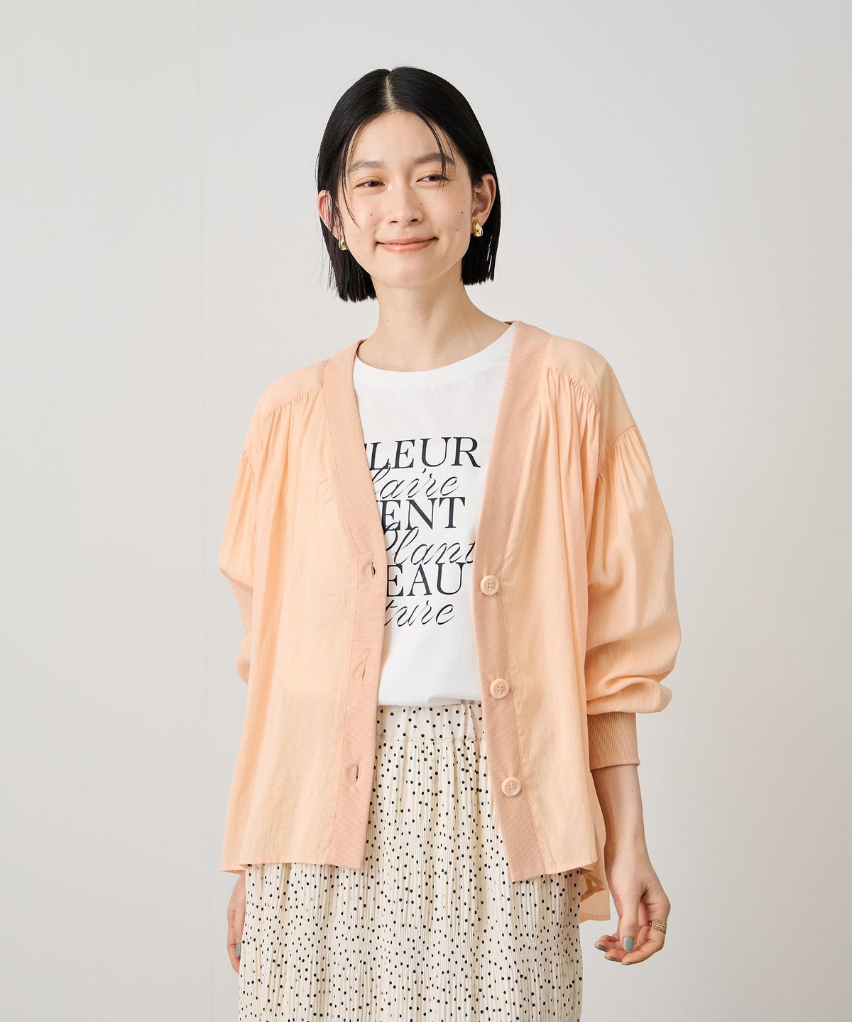 Idnes シアーシャツカーディガン レディース