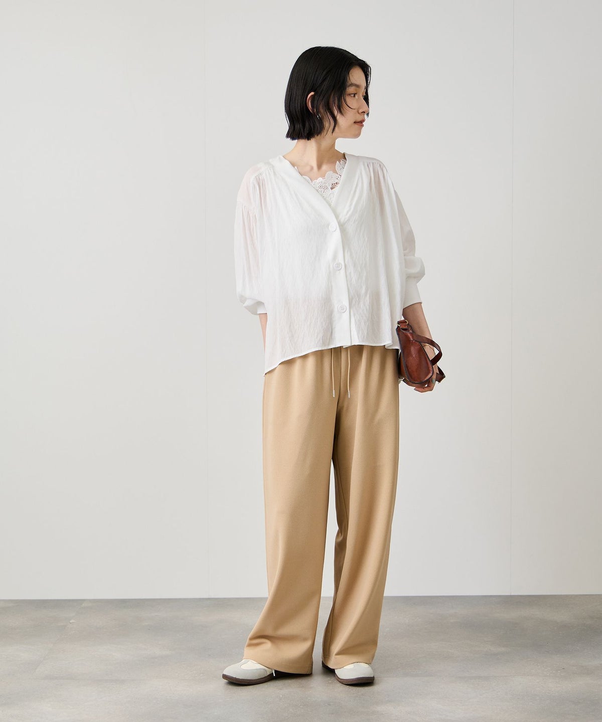 Idnes シアーシャツカーディガン レディース