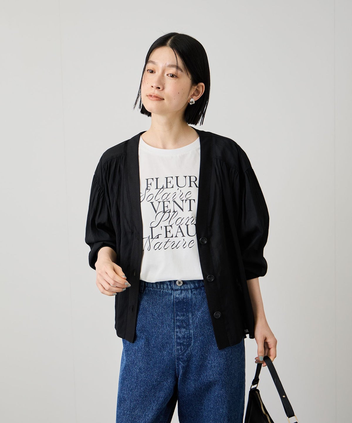 Idnes シアーシャツカーディガン レディース