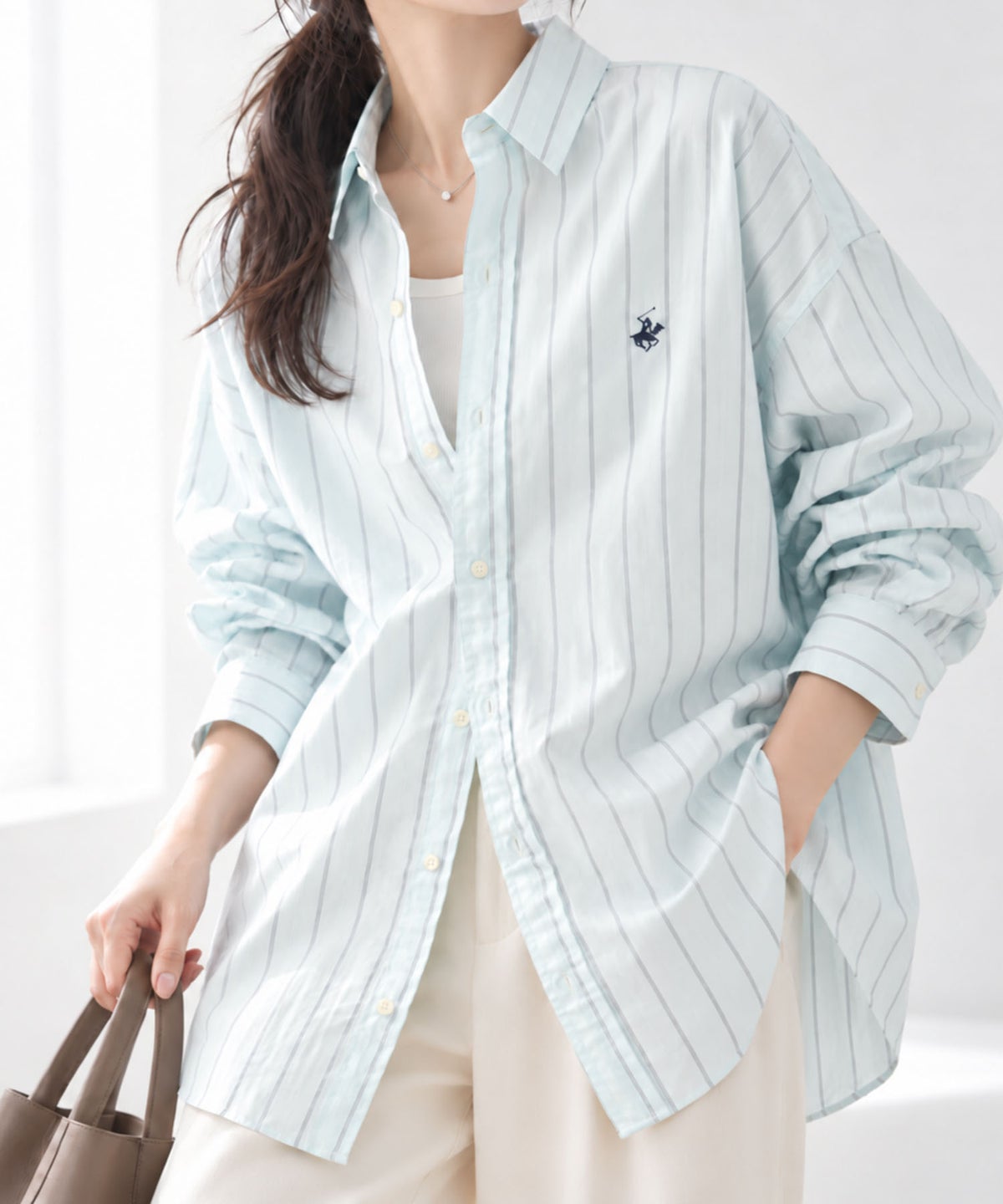BEVERLY HILLS POLO CLUB ロング丈コットンシャツ レディース