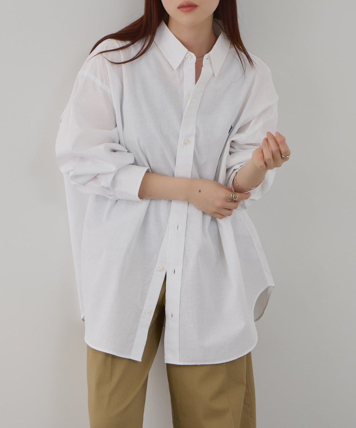 BEVERLY HILLS POLO CLUB ロング丈コットンシャツ レディース