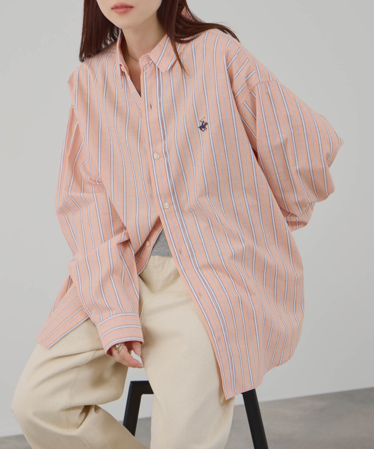 BEVERLY HILLS POLO CLUB ロング丈コットンシャツ レディース