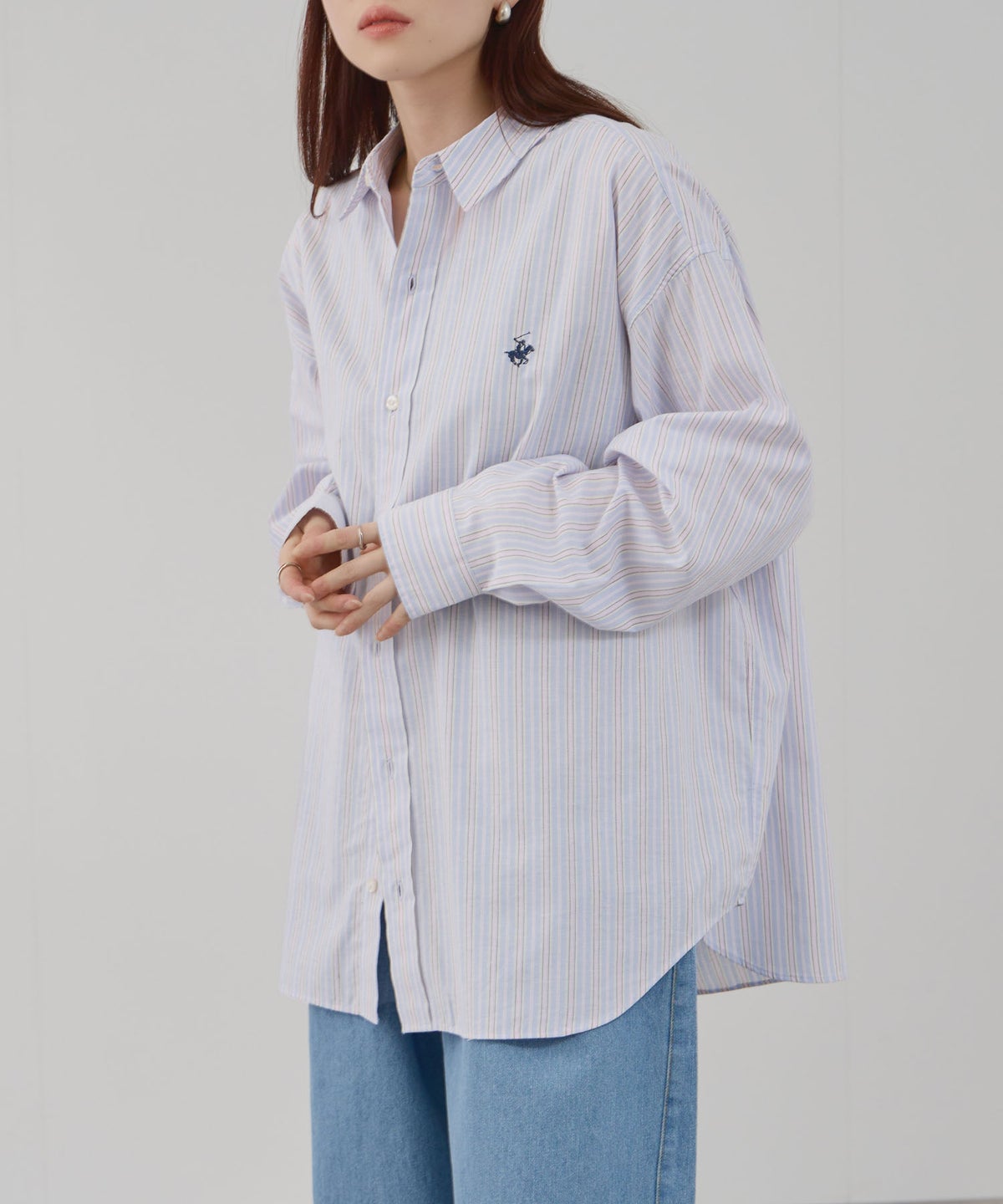 BEVERLY HILLS POLO CLUB ロング丈コットンシャツ レディース