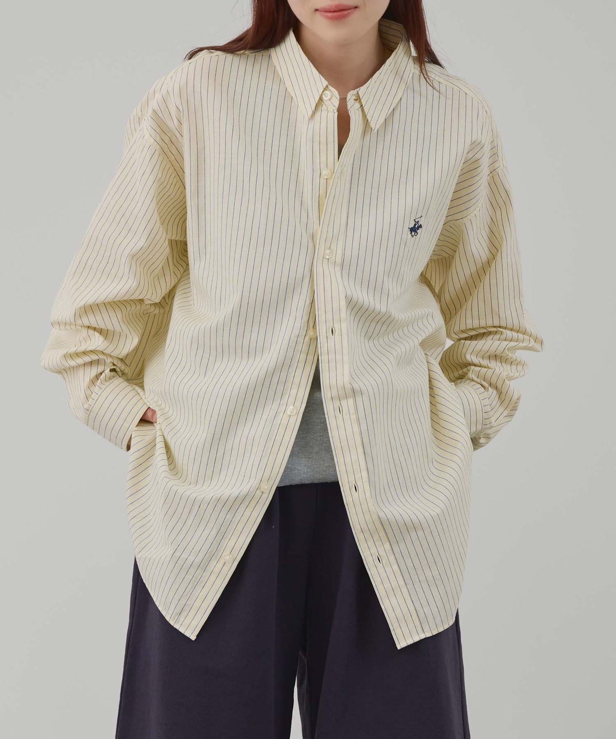 BEVERLY HILLS POLO CLUB ロング丈コットンシャツ レディース