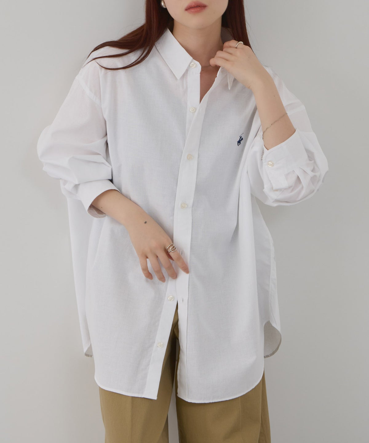 BEVERLY HILLS POLO CLUB ロング丈コットンシャツ レディース