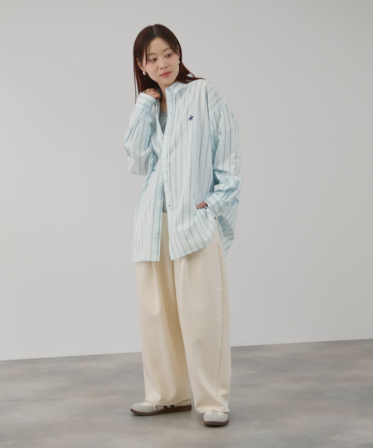 BEVERLY HILLS POLO CLUB ロング丈コットンシャツ レディース