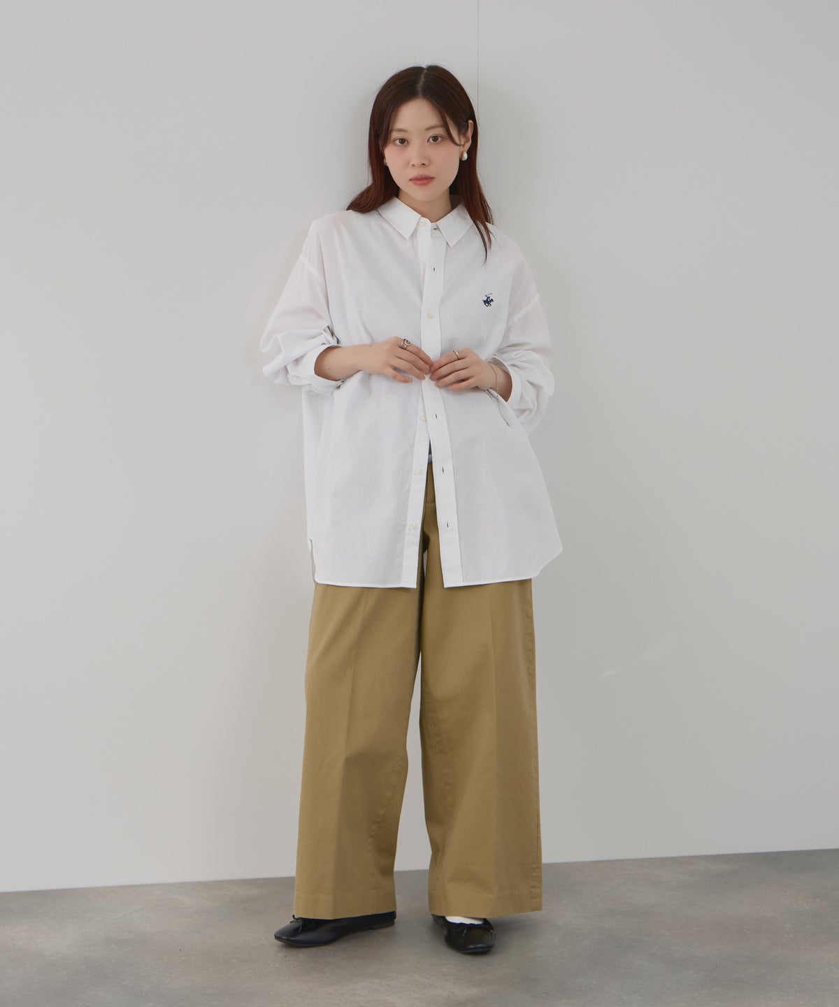 BEVERLY HILLS POLO CLUB ロング丈コットンシャツ レディース