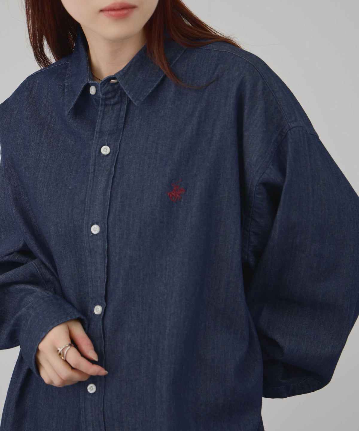 BEVERLY HILLS POLO CLUB ロング丈コットンシャツ レディース